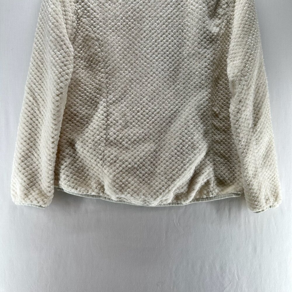 Eddie Bauer Sherpa Quilted Pullover Sweater Women M Snap Mock Neck Pockets Cream - Picture 6 of 11
